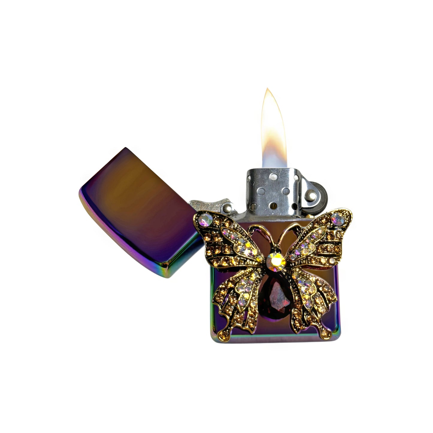 Midnight Chrome - Elegant Butterfly Lighter - Regular Flame