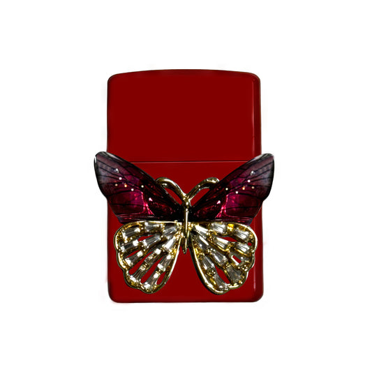 Mystic Red Butterfly Lighter - Regular Flame