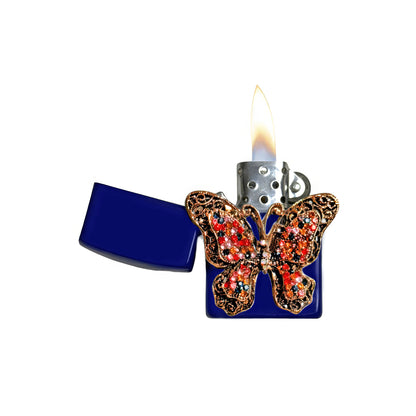 Navy Blue - Elegant Gothic Butterfly Lighter - Regular Flame