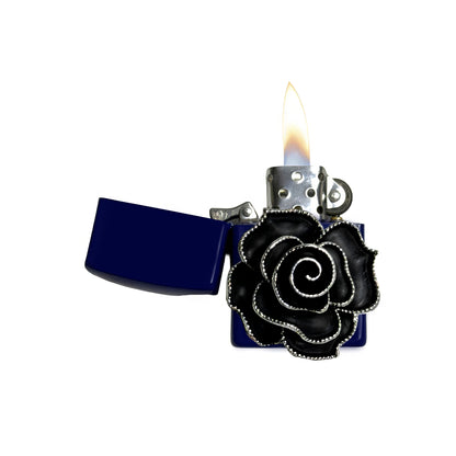 Navy Blue - Gothic Rose Lighter - Regular Flame