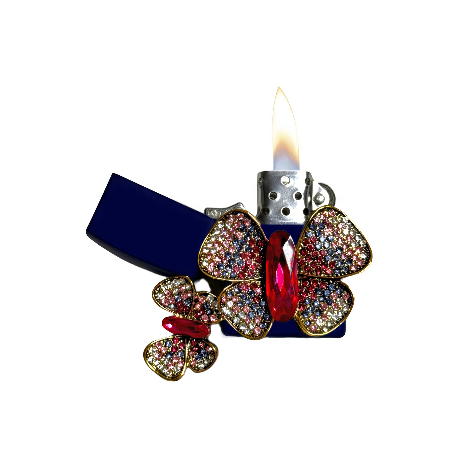 Navy Blue - Jeweled Butterfly Lighter - Regular Flame