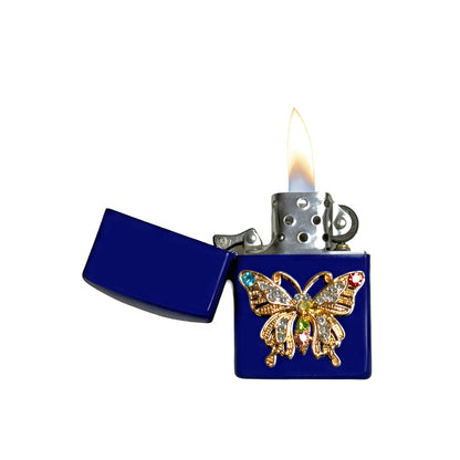 Navy Blue - Ornate Butterfly Lighter - Regular Flame