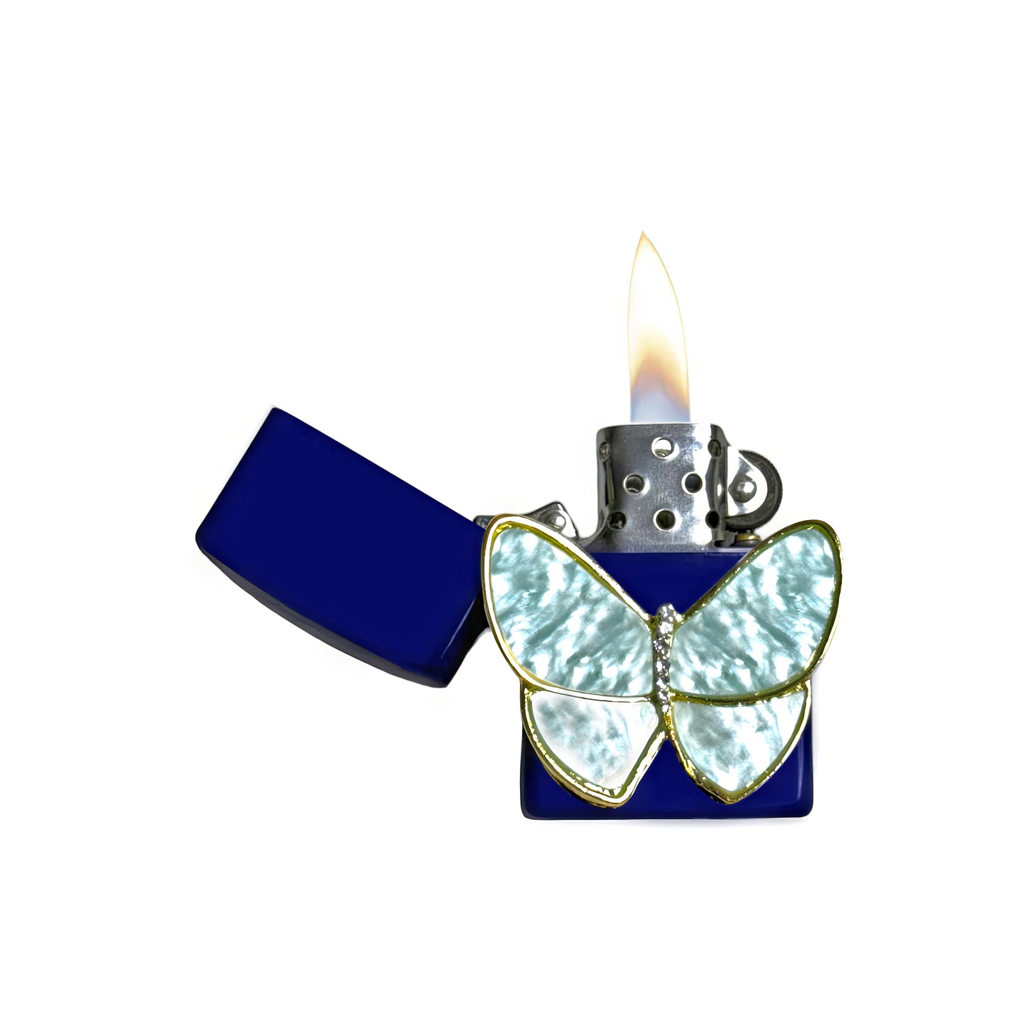 Navy Blue - Pearl Butterfly Lighter - Regular Flame