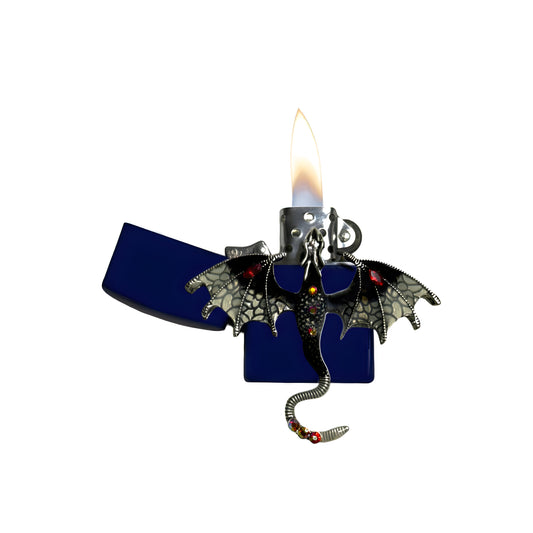 Navy Blue - White Dragon Lighter - Regular Flame