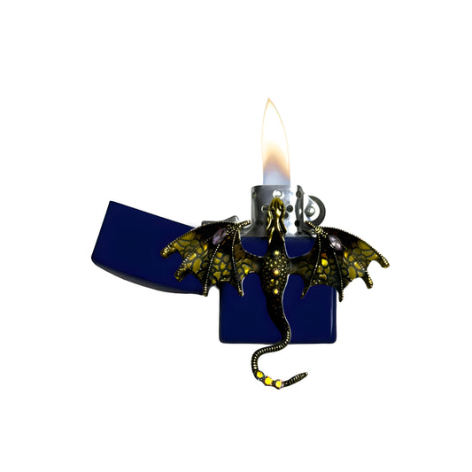 Navy Blue - Yellow Dragon Lighter - Regular Flame