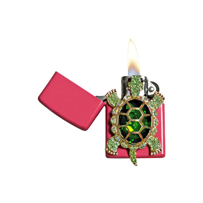 Pink - Elegant Green Turtle Lighter - Regular Flame