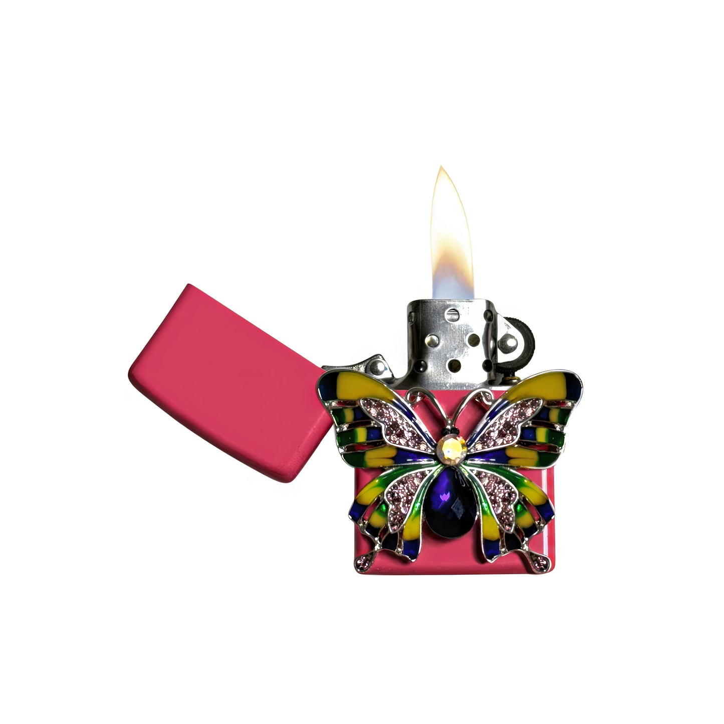 Pink - Iridescent Butterfly Lighter - Regular Flame