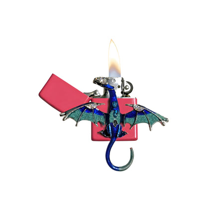 Pink - Mystic Blue Dragon Lighter - Regular Flame