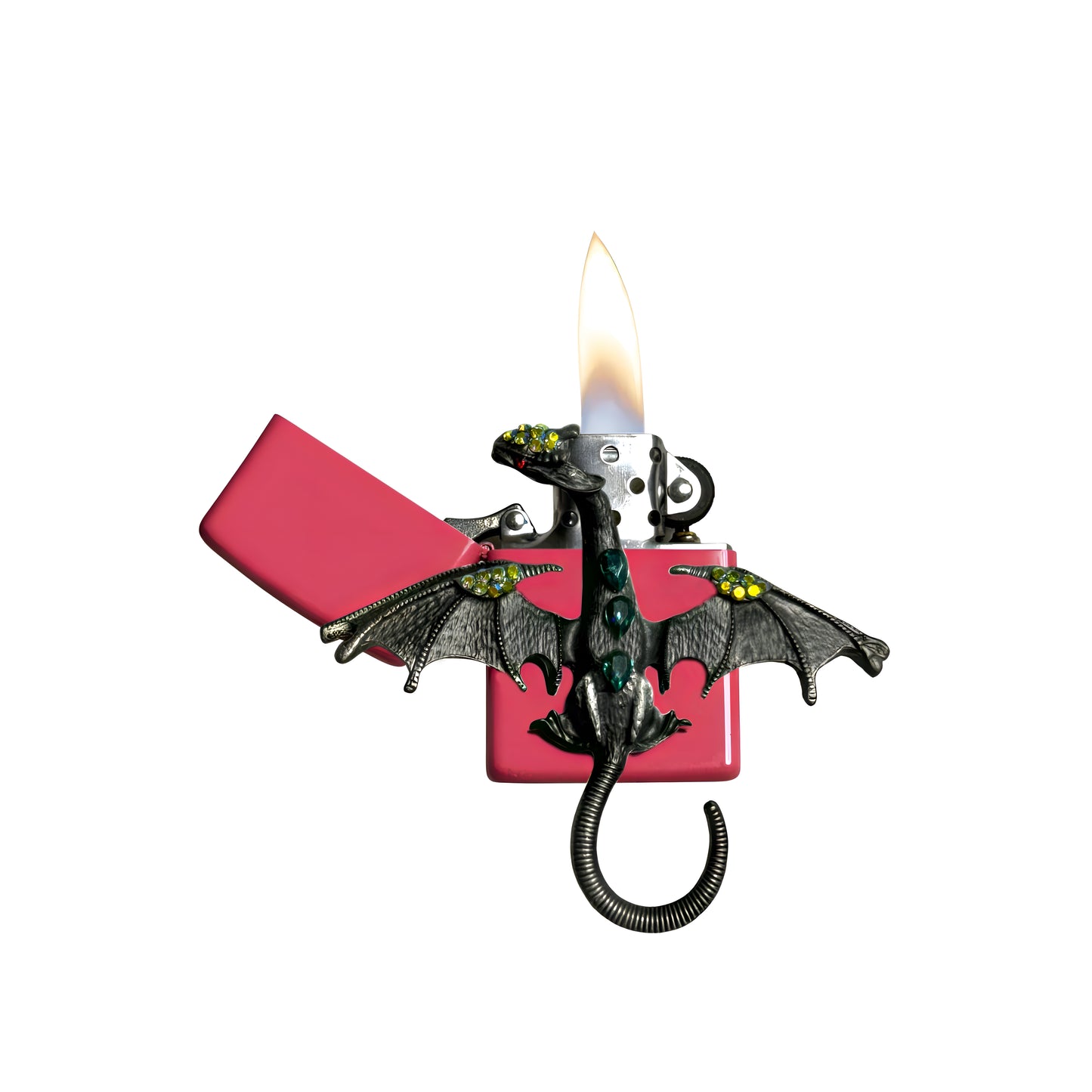 Pink - Mystic Gray Dragon Lighter - Regular Flame