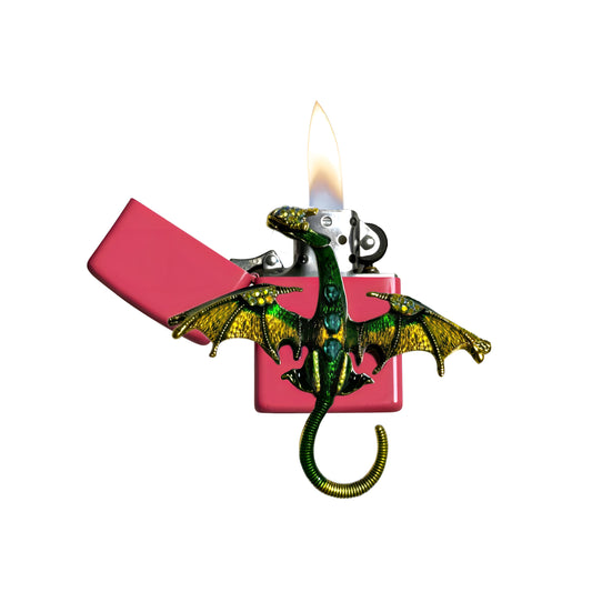 Pink - Mystic Green Dragon Lighter - Regular Flame