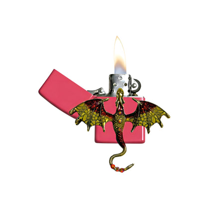 Pink - Yellow Red Dragon Lighter - Regular Flame