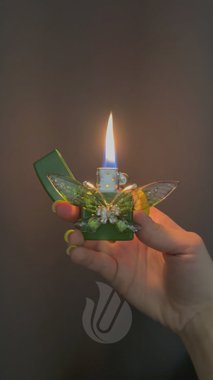 Enchanted Green Butterfly Lighter - Regular Flame