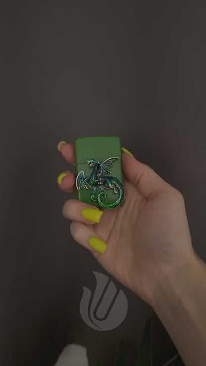 Mystic Green Dragon Lighter - Regular Flame