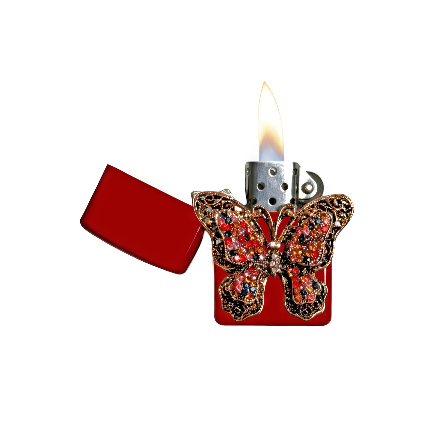 Red - Elegant Gothic Butterfly Lighter - Regular Flame