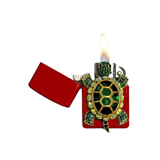 Red - Elegant Green Turtle Lighter - Regular Flame