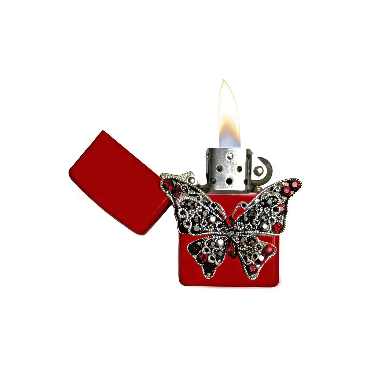 Red - Gothic Red Butterfly Lighter - Regular Flame