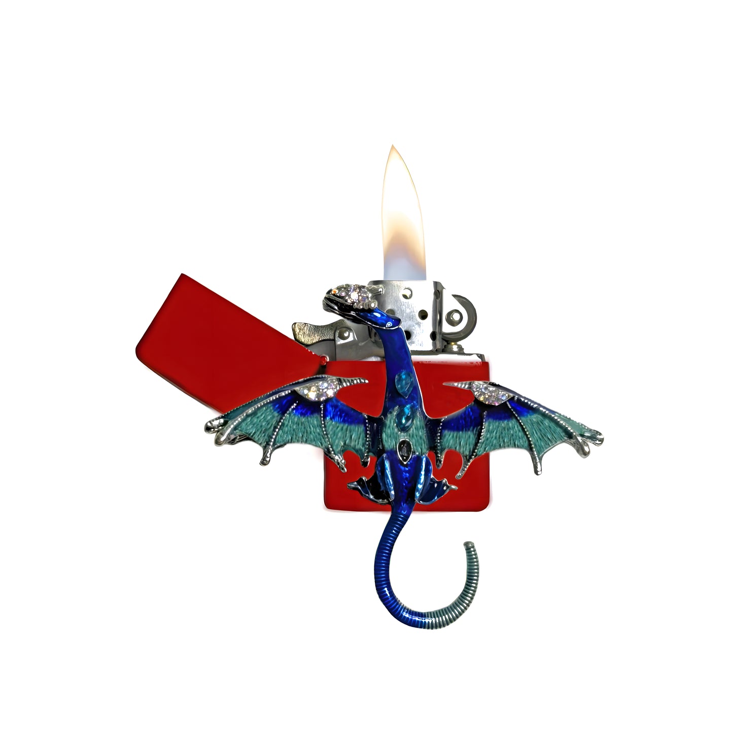 Red - Mystic Blue Dragon Lighter - Regular Flame