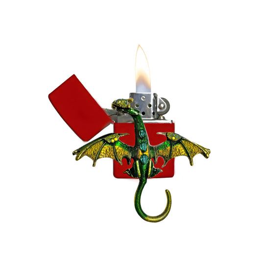 Red - Mystic Green Dragon Lighter - Regular Flame