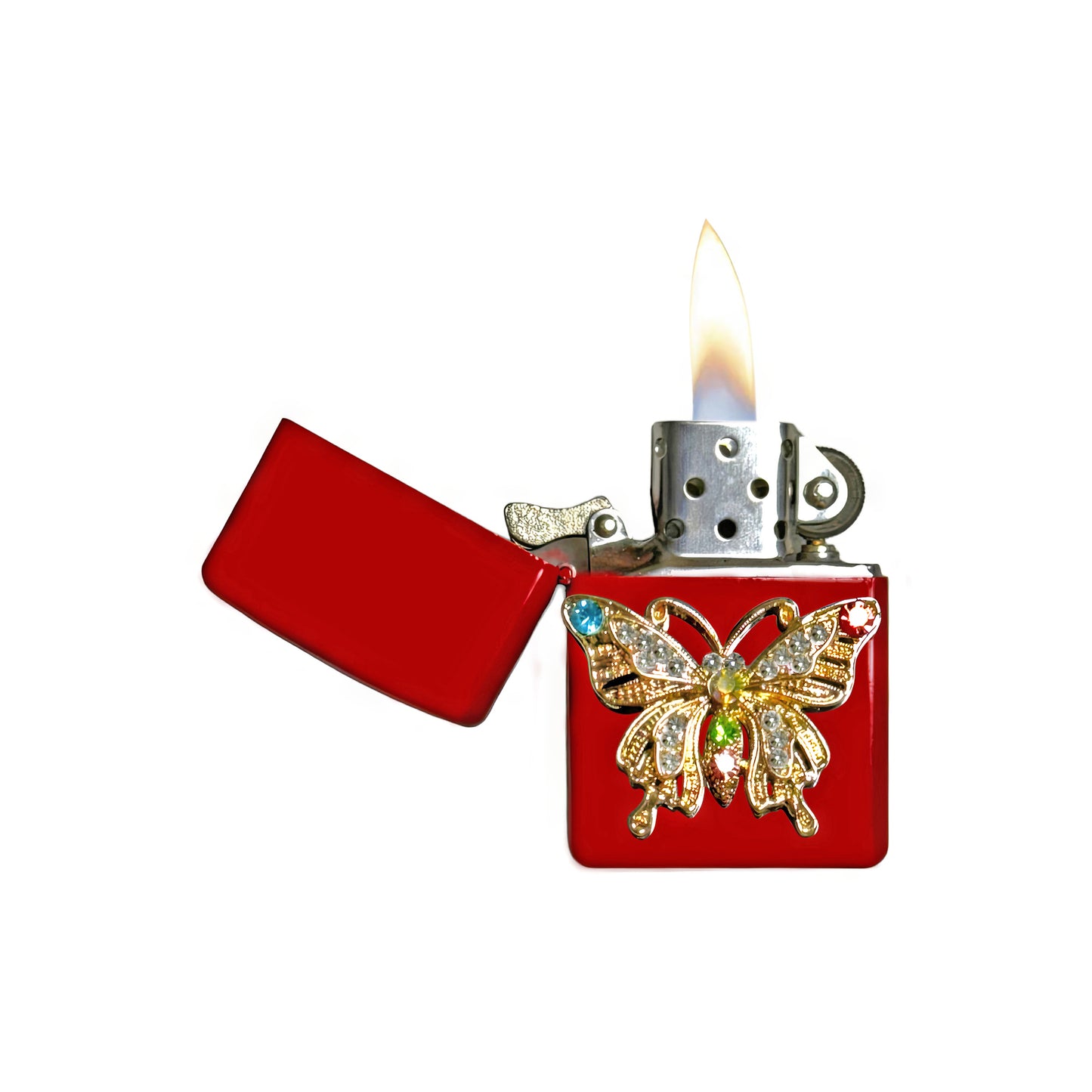 Red - Ornate Butterfly Lighter - Regular Flame