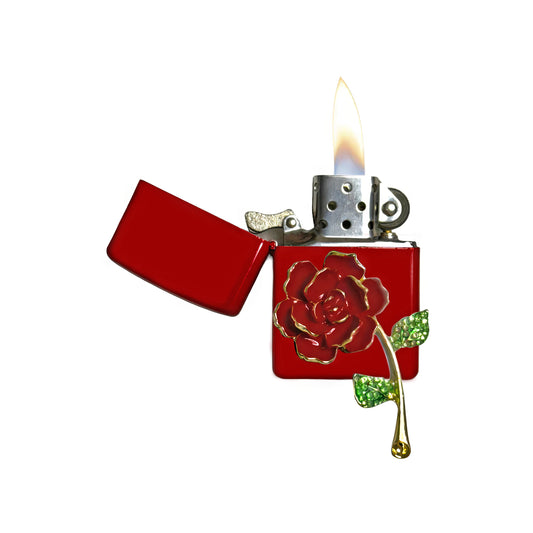 Red - Red Rose Lighter - Regular Flame