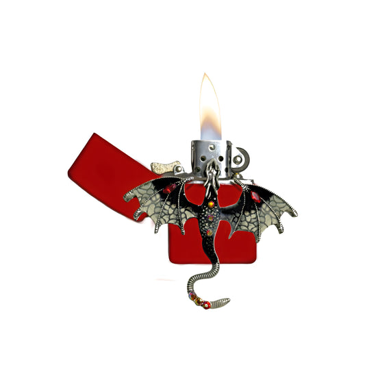 Red - White Dragon Lighter - Regular Flame