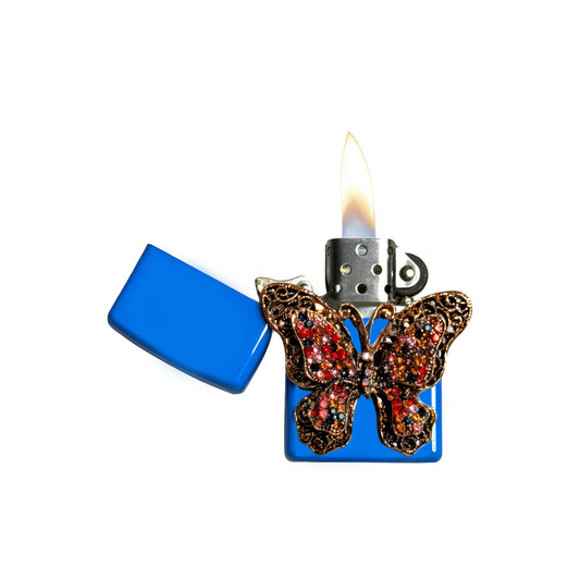 Sky Blue - Elegant Gothic Butterfly Lighter - Regular Flame