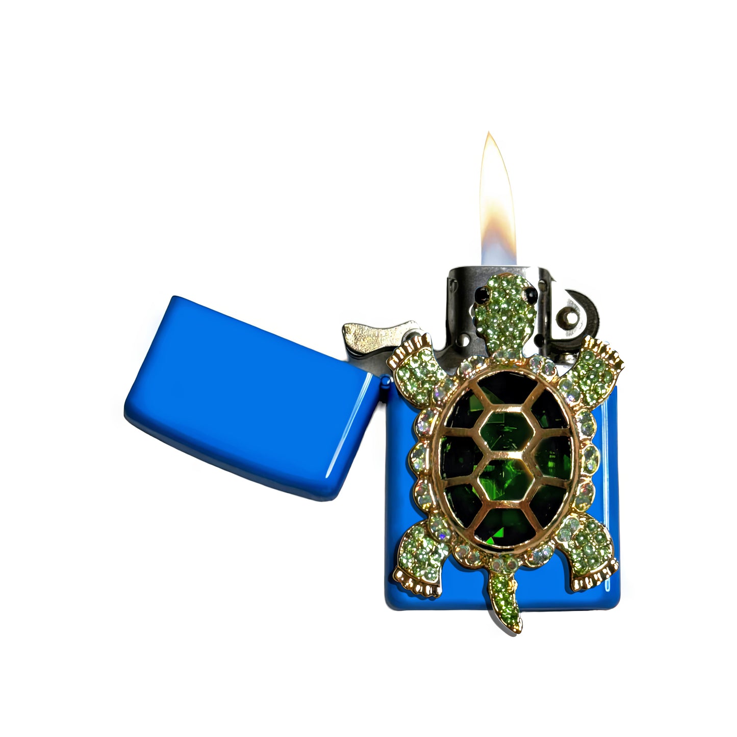 Sky Blue - Elegant Green Turtle Lighter - Regular Flame