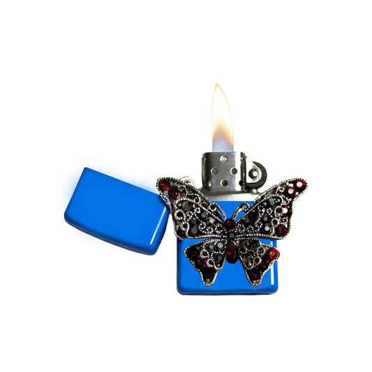 Sky Blue - Gothic Red Butterfly Lighter - Regular Flame