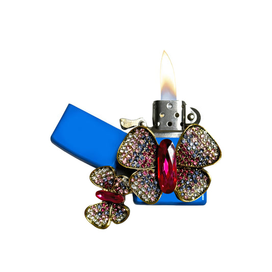 Sky Blue - Jeweled Butterfly Lighter - Regular Flame