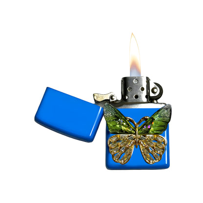 Sky Blue - Mystic Green Butterfly Lighter - Regular Flame