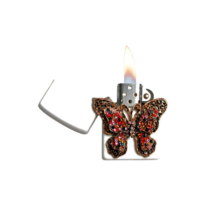 White - Elegant Gothic Butterfly Lighter - Regular Flame