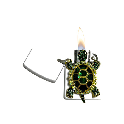 White - Emerald Turtle Lighter - Regular Flame