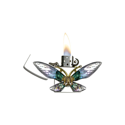 White - Enchanted Butterfly Lighter - Regular Flame