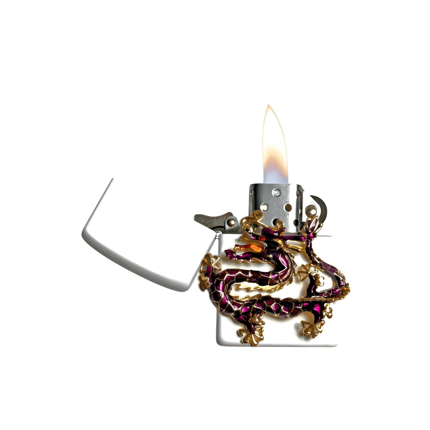 White - Purple Dragon Lighter - Regular Flame