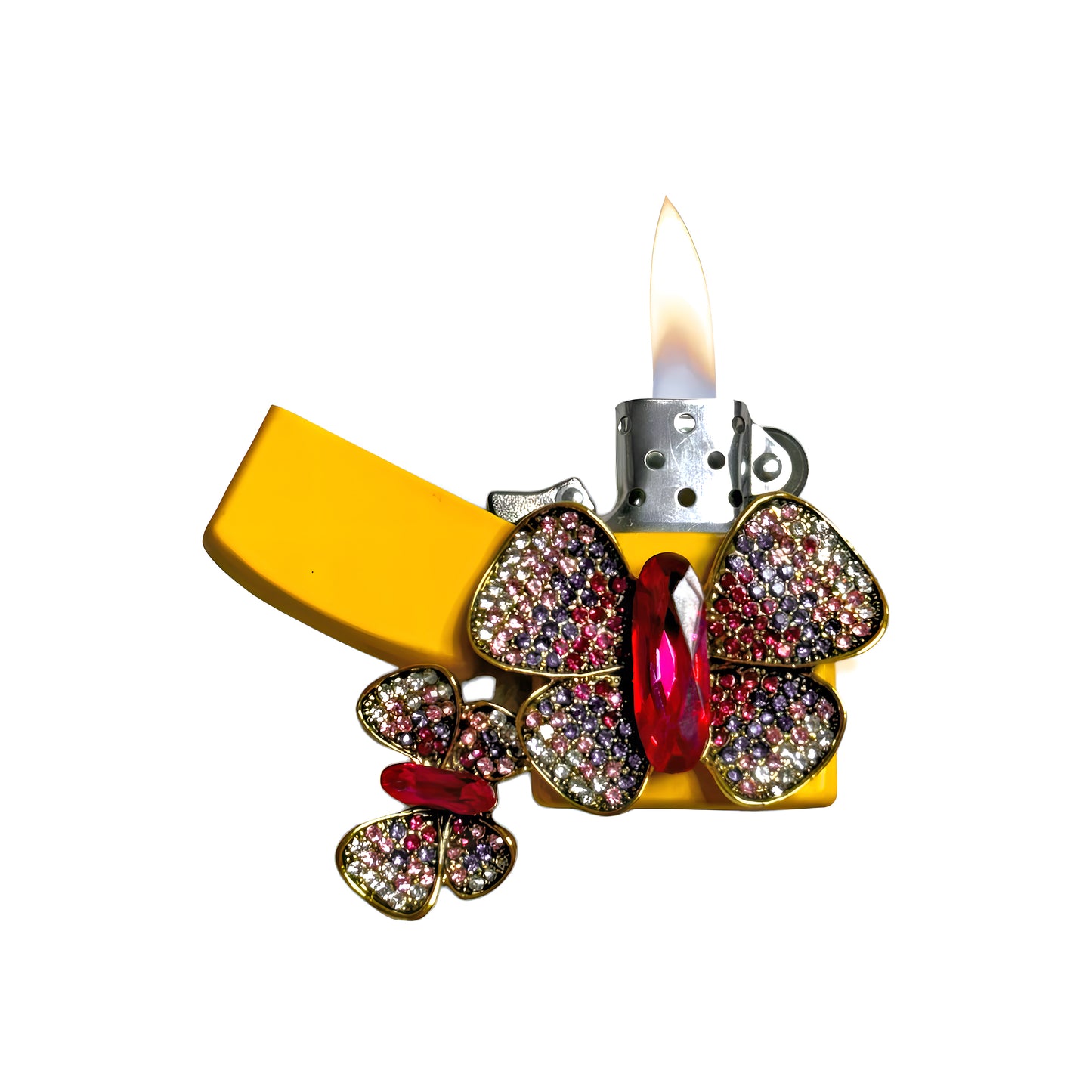 Yellow - Jeweled Butterfly Lighter - Regular Flame