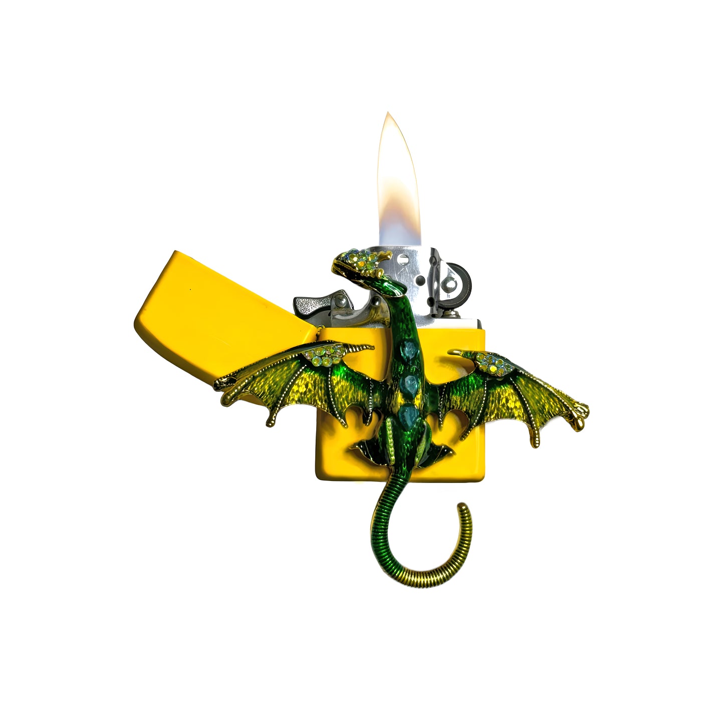 Yellow - Mystic Green Dragon Lighter - Regular Flame